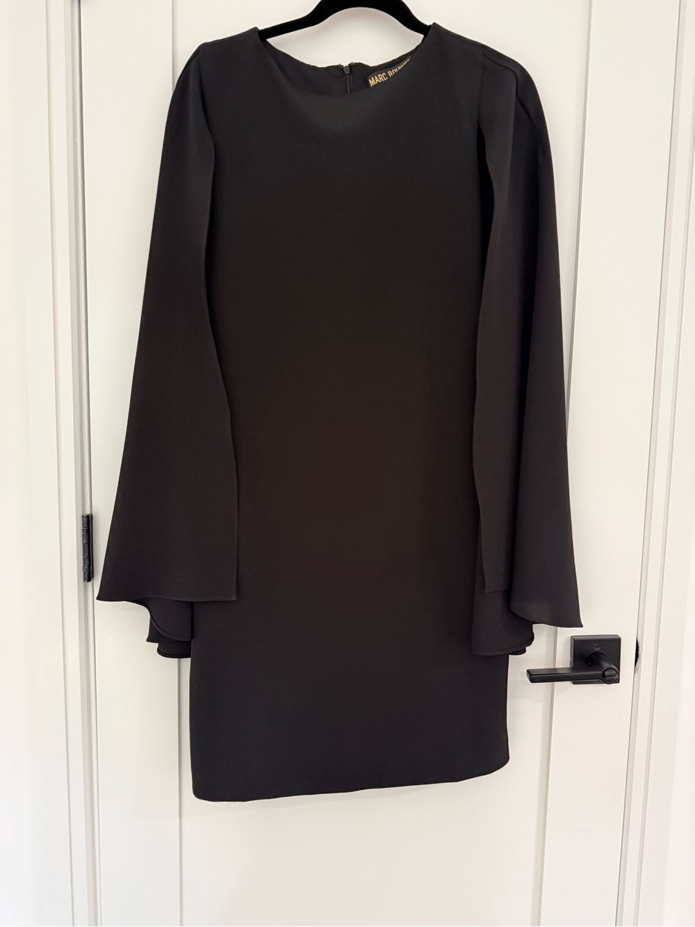 Marc Bouwer Black Midi Cape Dress with Flared Long Sleeves